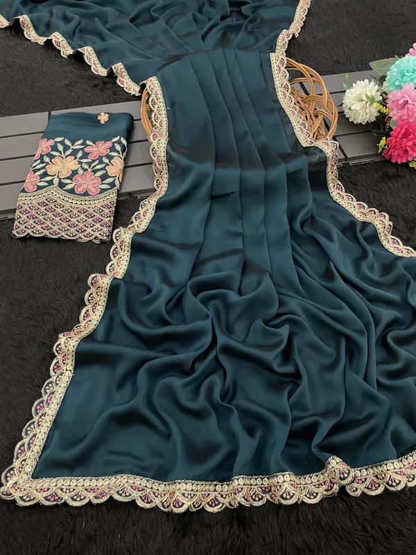 Blue_Premium_Chiffon_Saree_For_Women