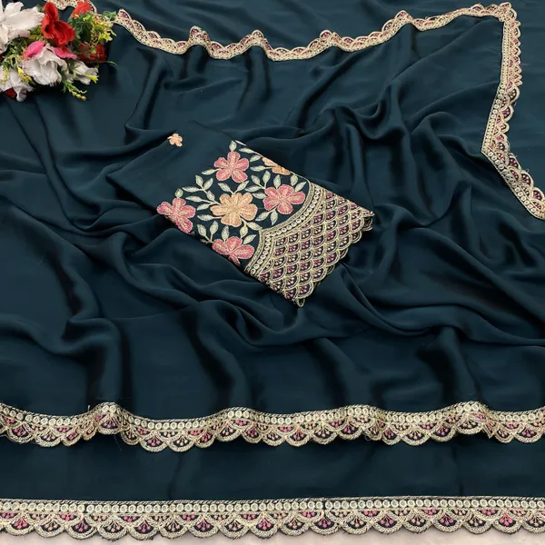 Blue_Premium_Chiffon_Saree_For_Women