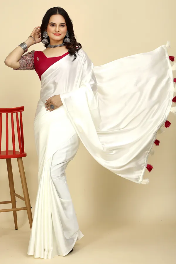 Red_Chiffon_Saree_With_Blouse_For_Women
