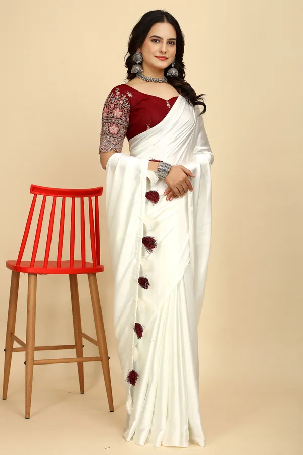 Maroon_Chiffon_Saree_With_Blouse_For_Women