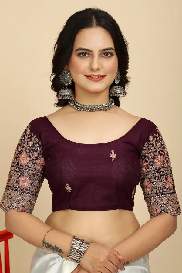 Purple_Chiffon_Saree_With_Blouse_For_Women