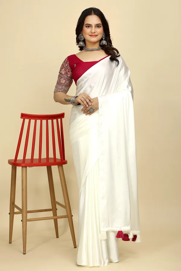 Red_Chiffon_Saree_With_Blouse_For_Women