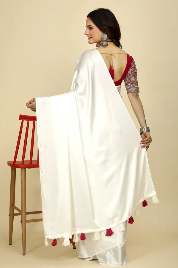 Red_Chiffon_Saree_With_Blouse_For_Women