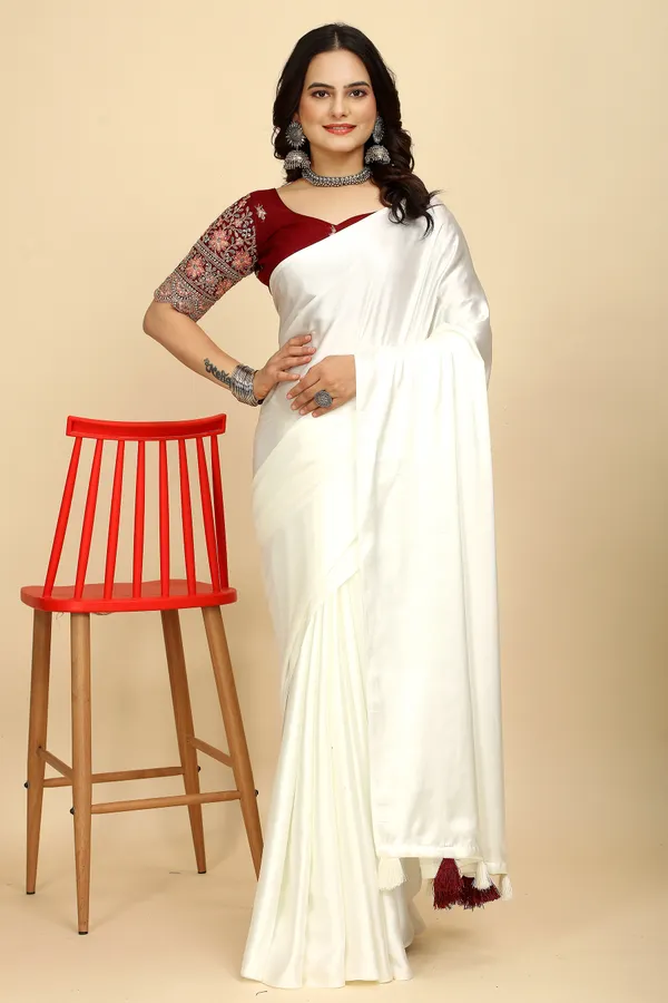 Maroon_Chiffon_Saree_With_Blouse_For_Women