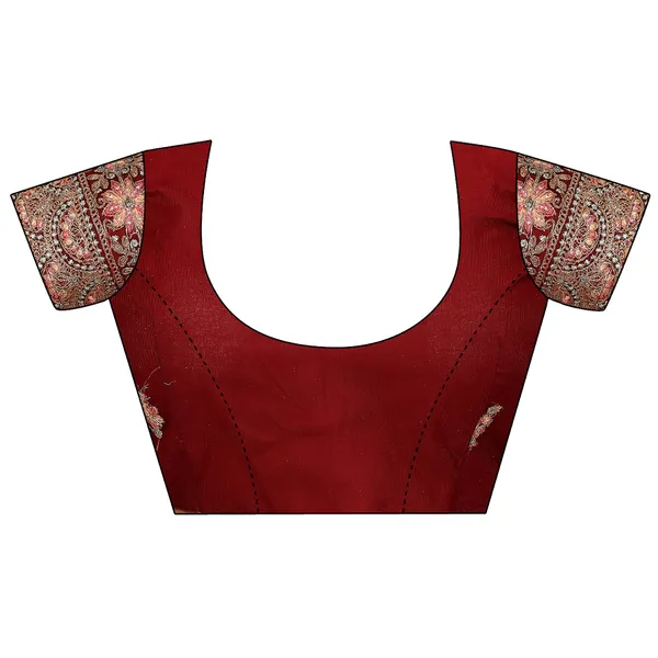 Maroon_Chiffon_Saree_With_Blouse_For_Women