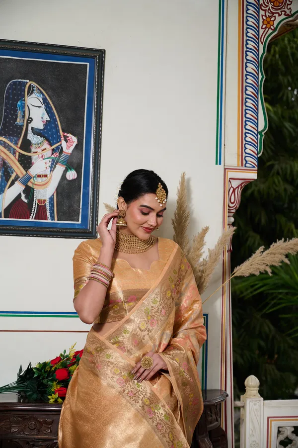 Orange_Banarasi_Organza_Saree_With_Tassels_Blouse_For_Women