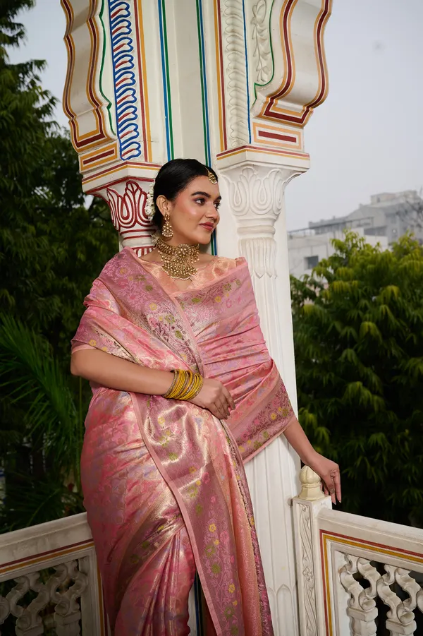 Pink_Banarasi_Organza_Saree_With_Tassels_Blouse_For_Women