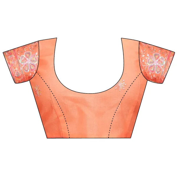 Orange_Chiffon_Saree_With_Blouse_For_Women