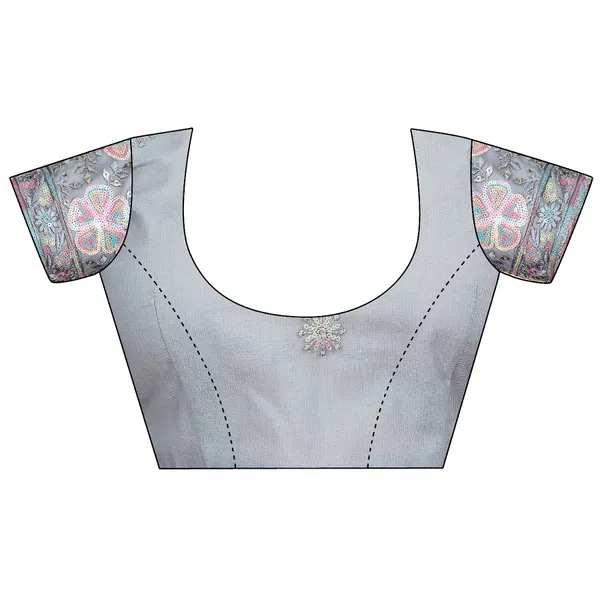 Aqua_Blue_Chiffon_Saree_With_Blouse_For_Women