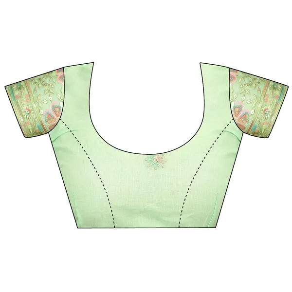 Green_Chiffon_Saree_With_Blouse_For_Women
