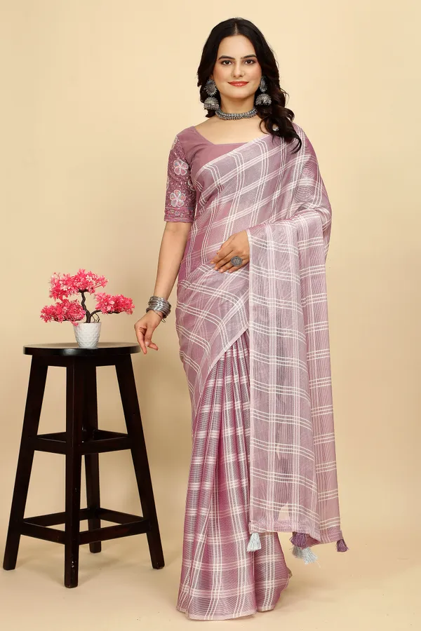 Red_Chiffon_Saree_With_Blouse_For_Women
