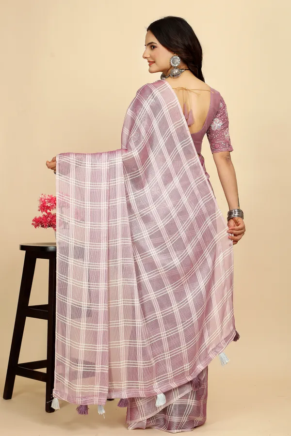 Red_Chiffon_Saree_With_Blouse_For_Women