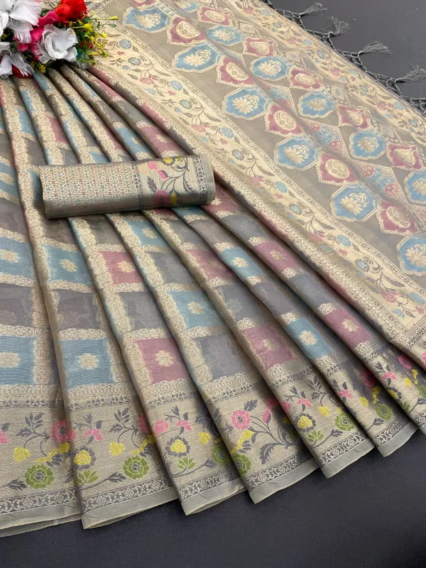 Grey_Premium_Banarasi_Silk_Saree_For_Women