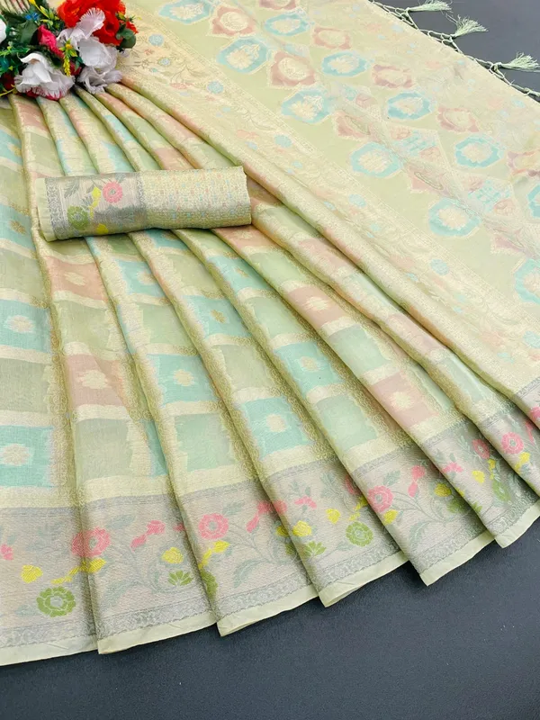 Mint_Green_Premium_Banarasi_Silk_Saree_For_Women