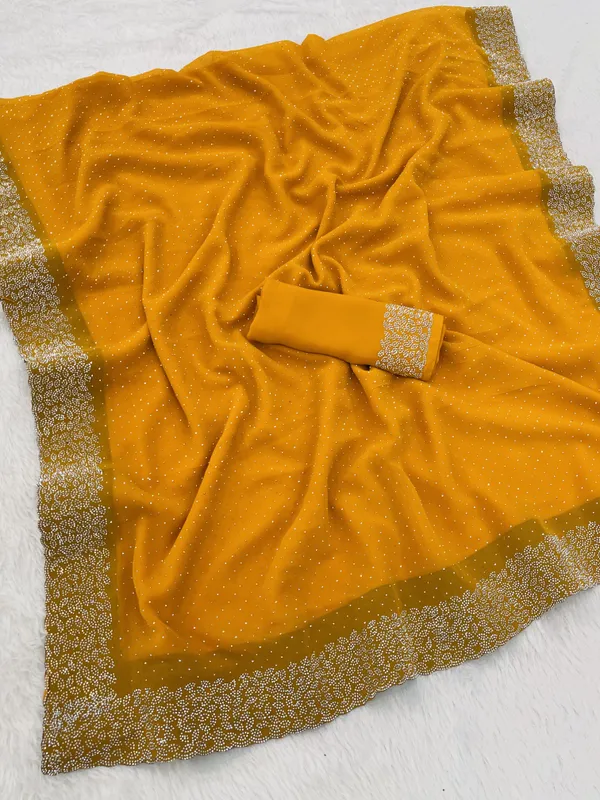 Yellow_Premium_Georgette_Saree_For_Women