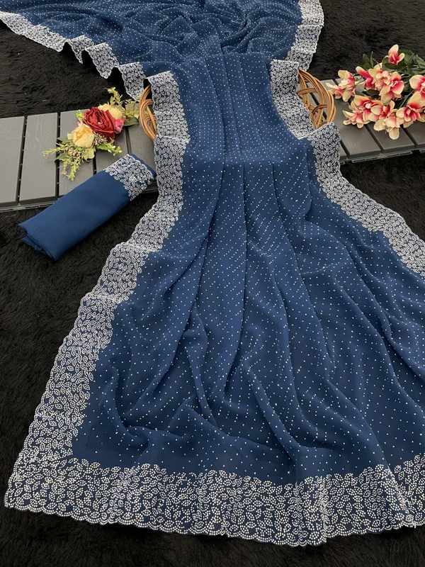 Blue_Premium_Georgette_Saree_For_Women