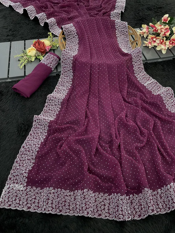 Purple_Premium_Georgette_Saree_For_Women