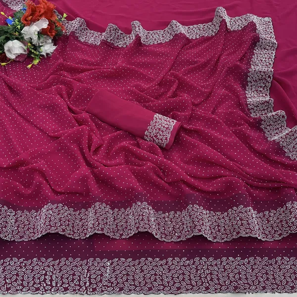 Red_Premium_Georgette_Saree_For_Women