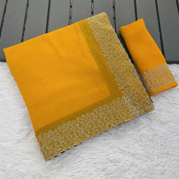 Yellow_Premium_Georgette_Saree_For_Women