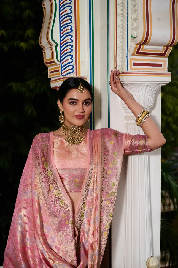 Pink_Banarasi_Organza_Saree_With_Tassels_Blouse_For_Women