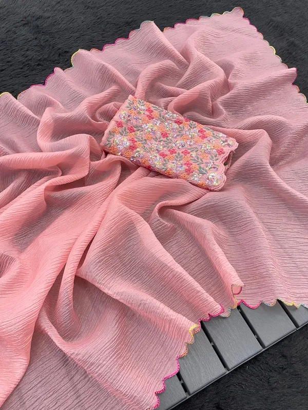 Peach_Premium_Chiffon_Saree_For_Women