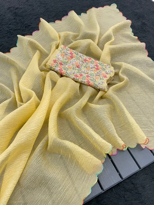 Yellow_Premium_Chiffon_Saree_For_Women