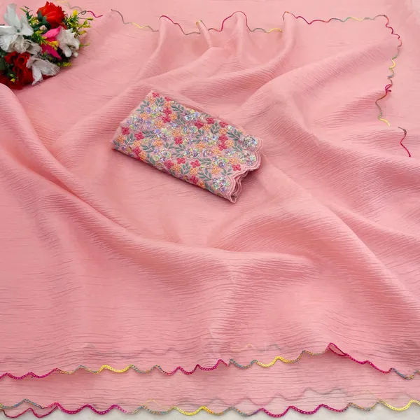 Peach_Premium_Chiffon_Saree_For_Women