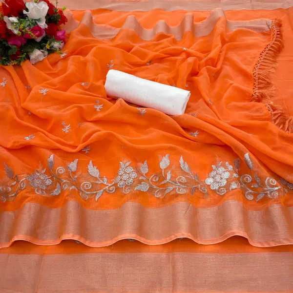 Peach_Premium_Chanderi_Cotton_Saree_For_Women