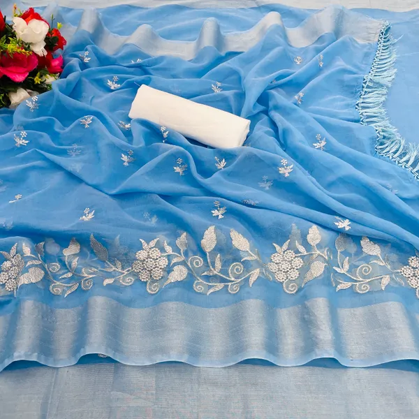 Aqua_Blue_Premium_Chanderi_Cotton_Saree_For_Women