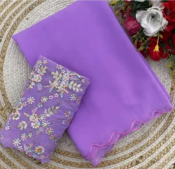 Lavender_Premium_Georgette_Saree_For_Women