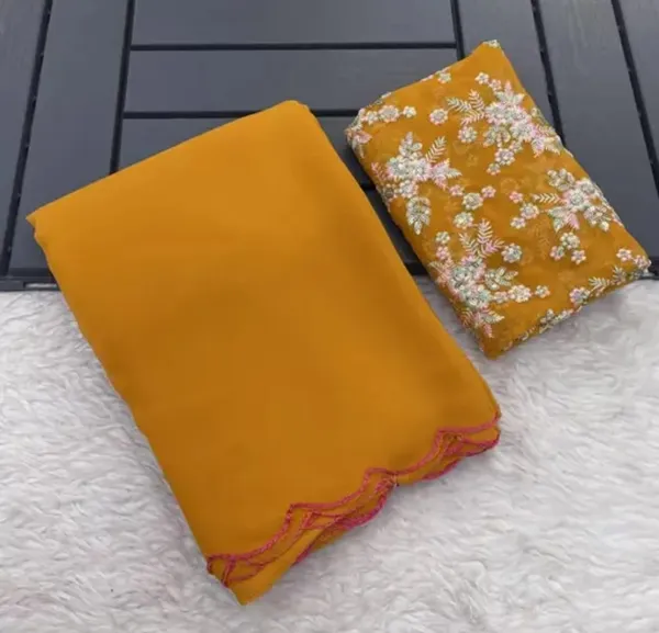 Mustard_Premium_Georgette_Saree_For_Women