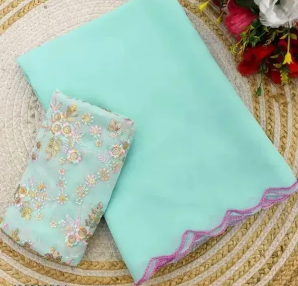 Aqua_Blue_Premium_Georgette_Saree_For_Women