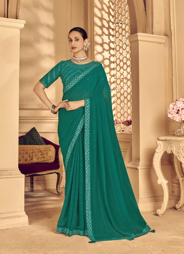 Green_Georgette_Traditional_Saree_For_Women