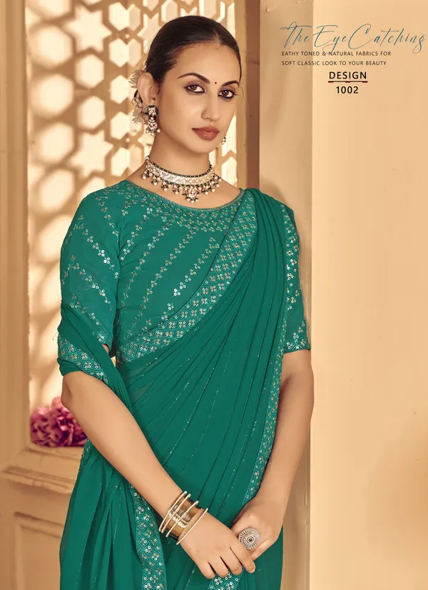 Green_Georgette_Traditional_Saree_For_Women
