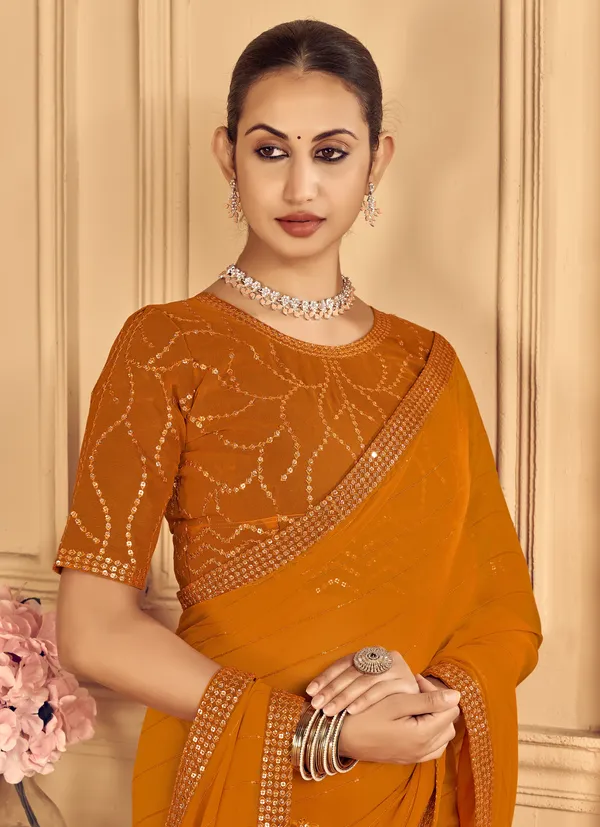 Mustard_Georgette_Traditional_Saree_For_Women