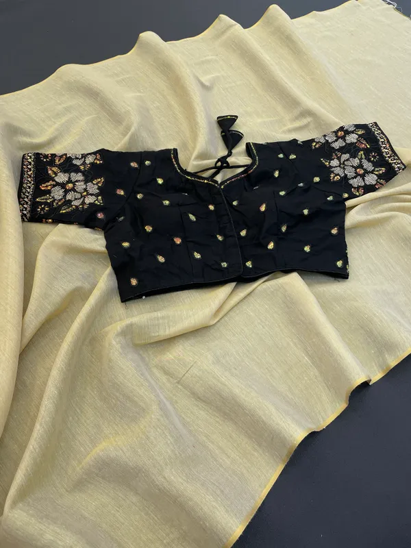 Cream_Premium_Art_Silk_Saree_For_Women
