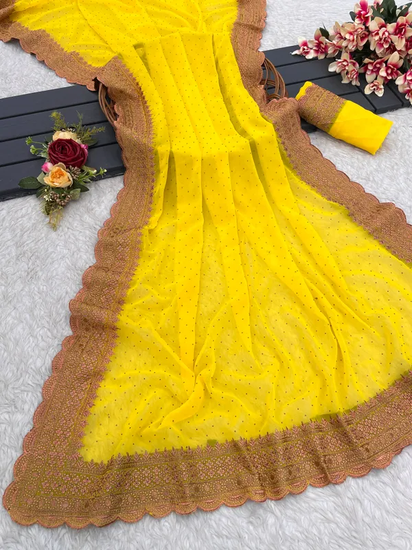 Yellow_Georgette_Traditional_Saree_For_Women