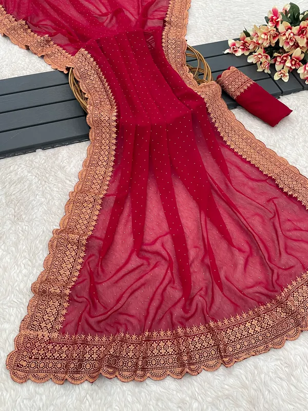 Maroon_Georgette_Traditional_Saree_For_Women