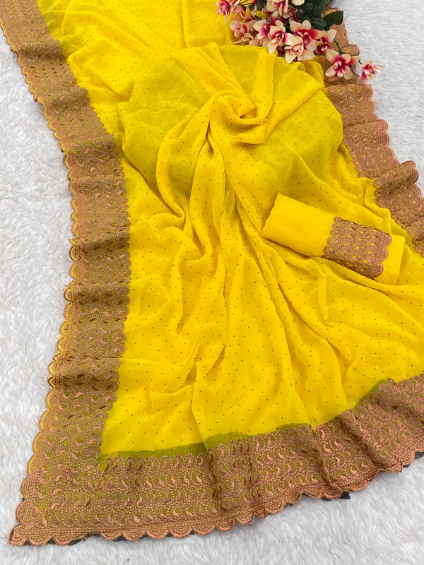 Yellow_Georgette_Traditional_Saree_For_Women