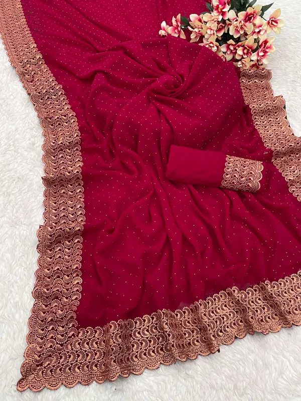 Maroon_Georgette_Traditional_Saree_For_Women