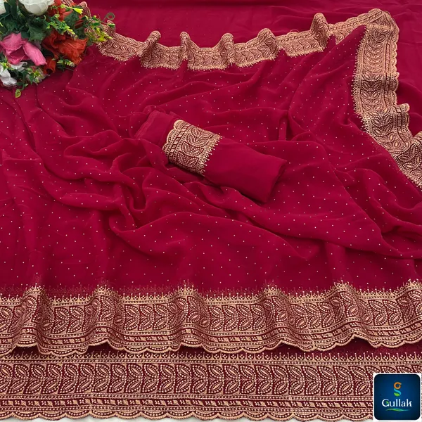 Maroon_Georgette_Traditional_Saree_For_Women