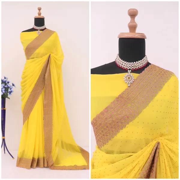 Yellow_Georgette_Traditional_Saree_For_Women