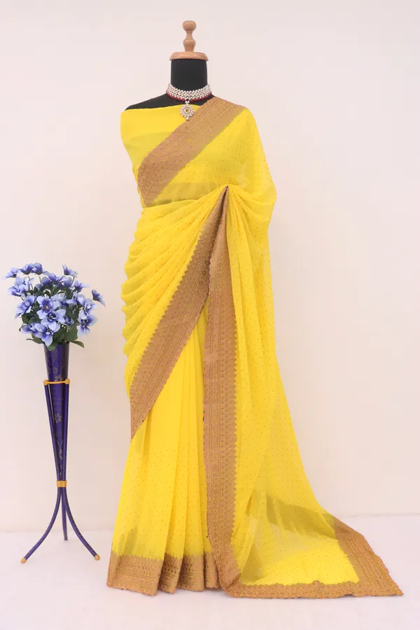 Yellow_Georgette_Traditional_Saree_For_Women