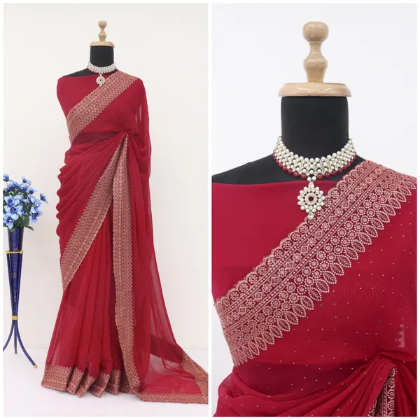 Maroon_Georgette_Traditional_Saree_For_Women