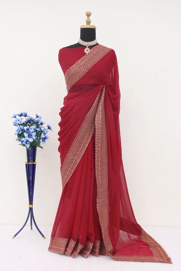 Maroon_Georgette_Traditional_Saree_For_Women