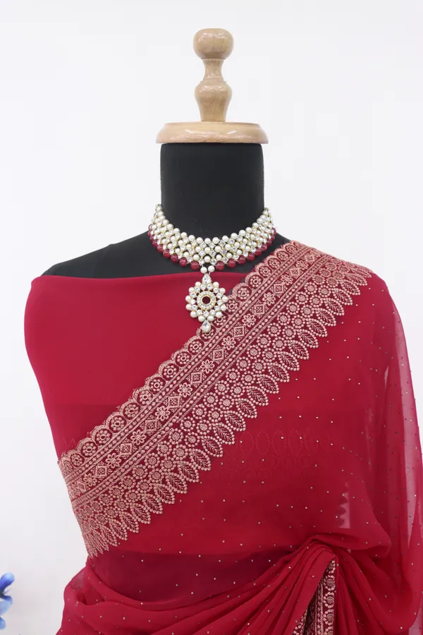 Maroon_Georgette_Traditional_Saree_For_Women