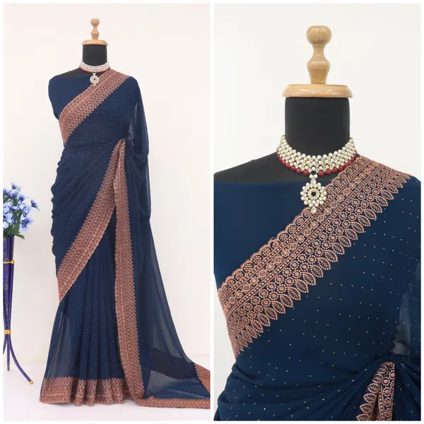 Teal_Georgette_Traditional_Saree_For_Women