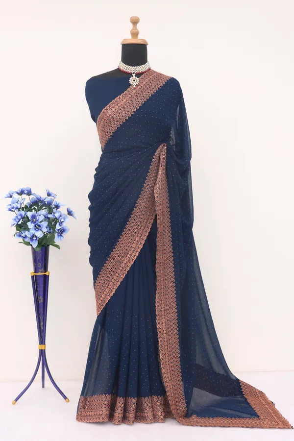 Teal_Georgette_Traditional_Saree_For_Women