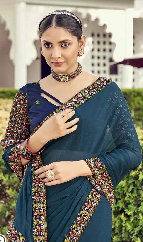Teal_Simmer_Traditional_Saree_For_Women