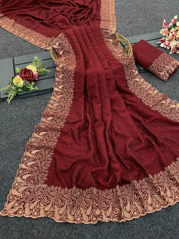 Maroon_Vichitra_Silk_Traditional_Saree_For_Women